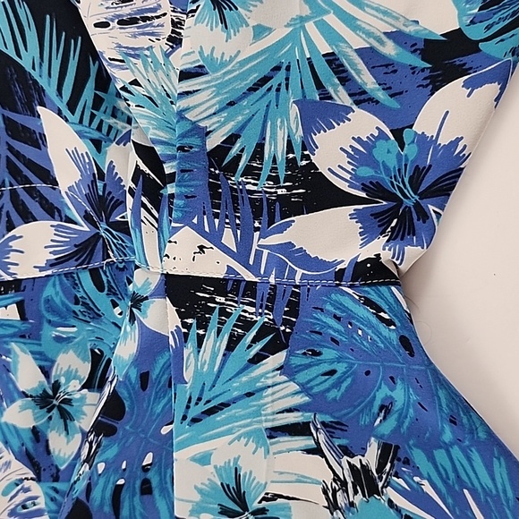 Mex Men's Swim Trunks Shorts Liner Blie White Tropical Print Size Large - Picture 3 of 12